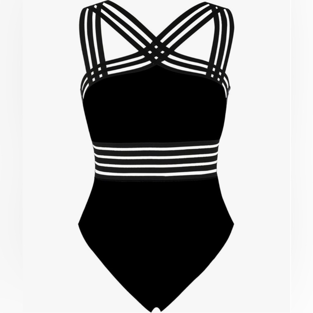 Women's One Piece Swimwear Front Crossover Swimsuit - 2XL - fits like XL